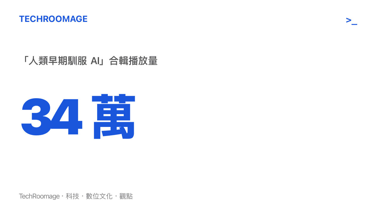 統計圖卡顯示片長9分鐘的「人類早期馴服AI珍貴記錄流出」合輯在B站累積34萬播放，內容整理創作者指揮不動AI的失敗片段