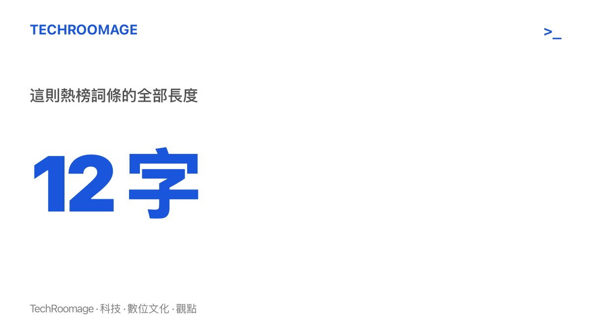 統計圖卡呈現這則抖音熱榜詞條全文僅十二個字，只夠轉述一名小學女生作文的題目與作者身分