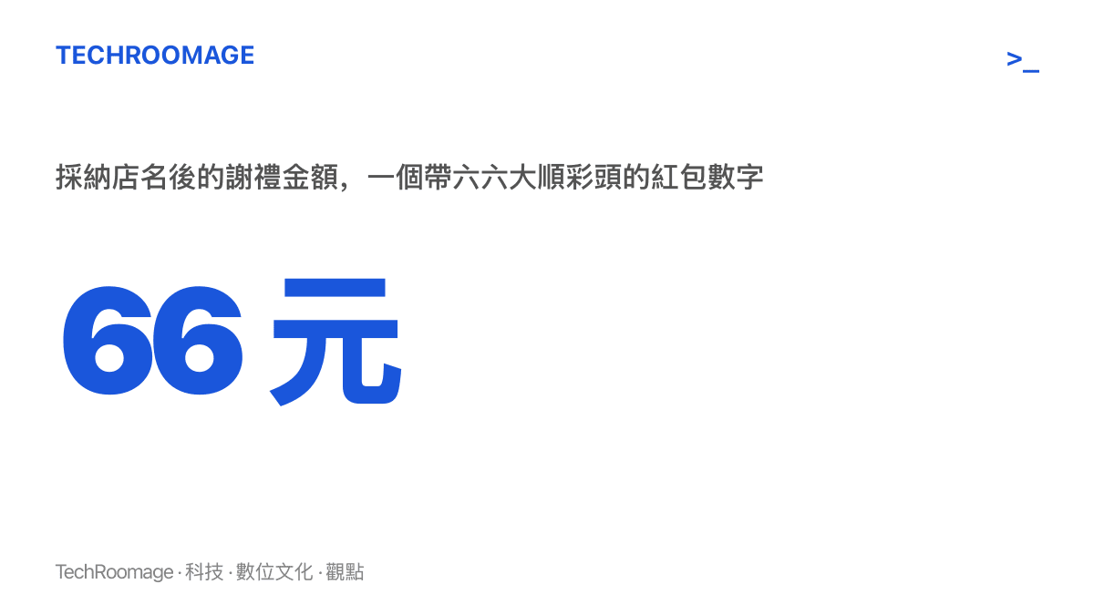 圖卡呈現 66 元的採納謝禮金額，說明這筆錢走紅包行情，屬於帶彩頭的謝意，並非命名服務的市價