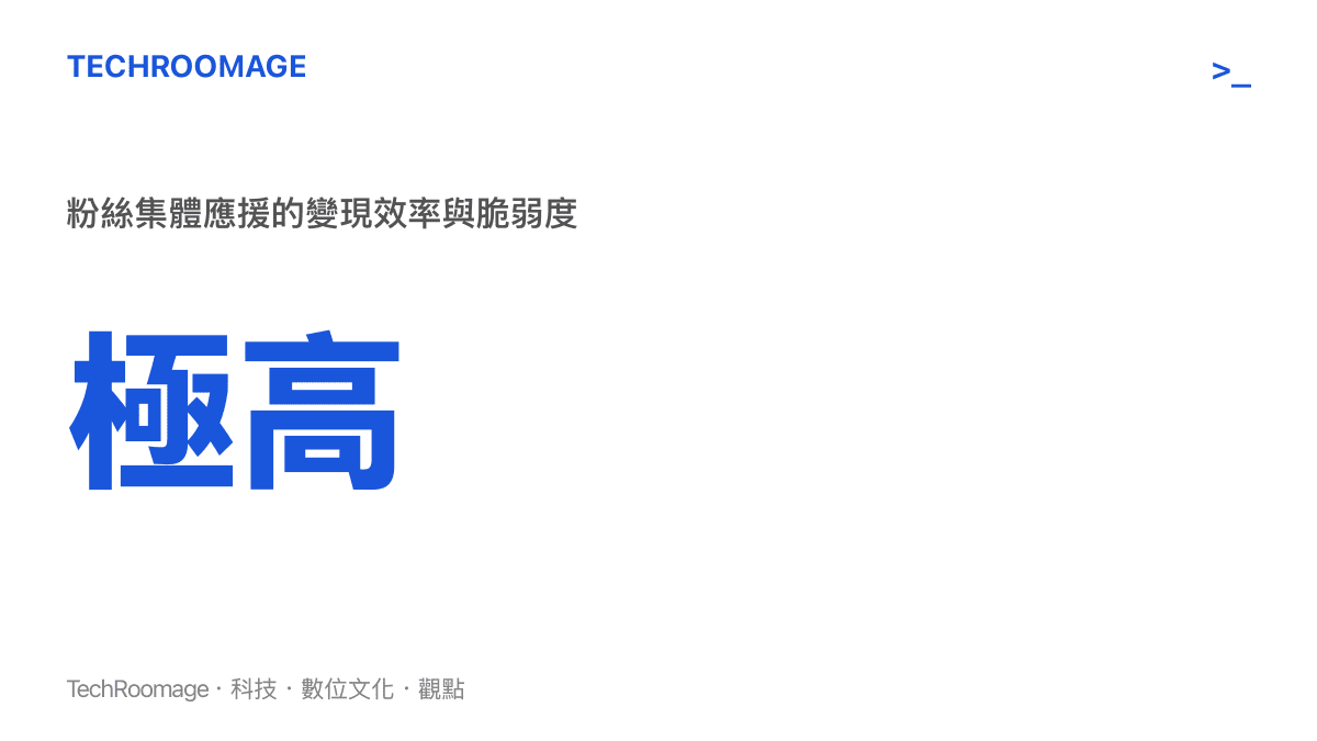 統計圖卡呈現愛豆產業中粉絲應援帶來的變現效率極高，但同時伴隨著極高的形象風險脆弱度