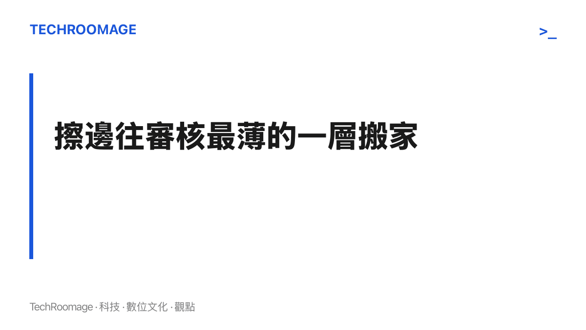 圖卡以標題點出擦邊內容隨審核重心遷移的路線，從主播行為與直播畫面轉往禮物名稱與動畫等物件層