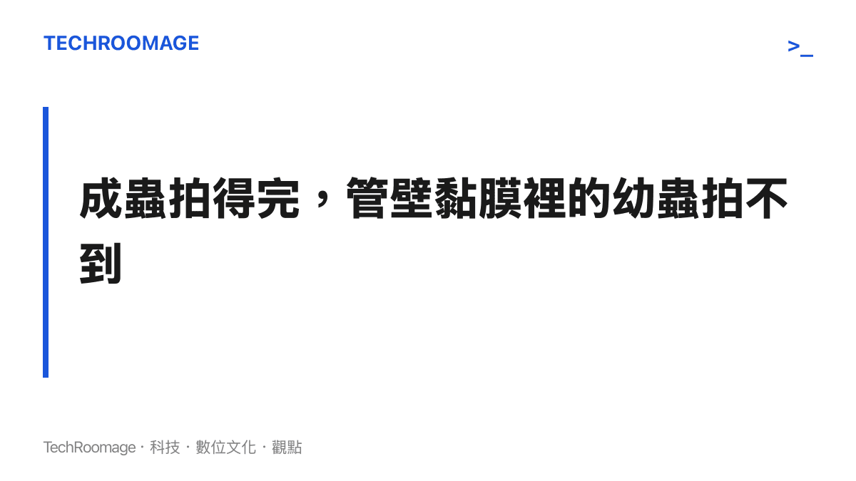 圖卡標示蛾蚋防治的關鍵主張：拍殺成蟲只是一時，幼蟲與蛹躲在排水管黏膜內，刷除黏膜才是斷根的做法