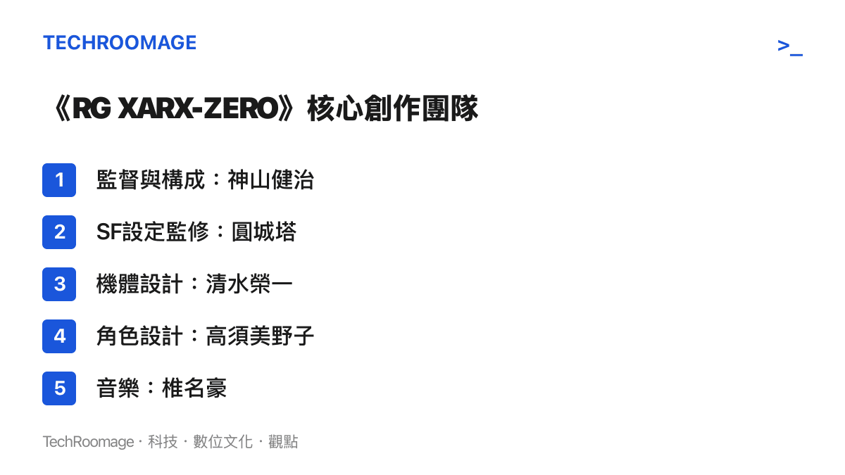 圖卡列出神山健治與圓城塔等核心創作團隊成員名單