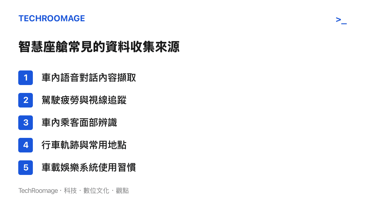 智慧座艙常見的資料收集來源