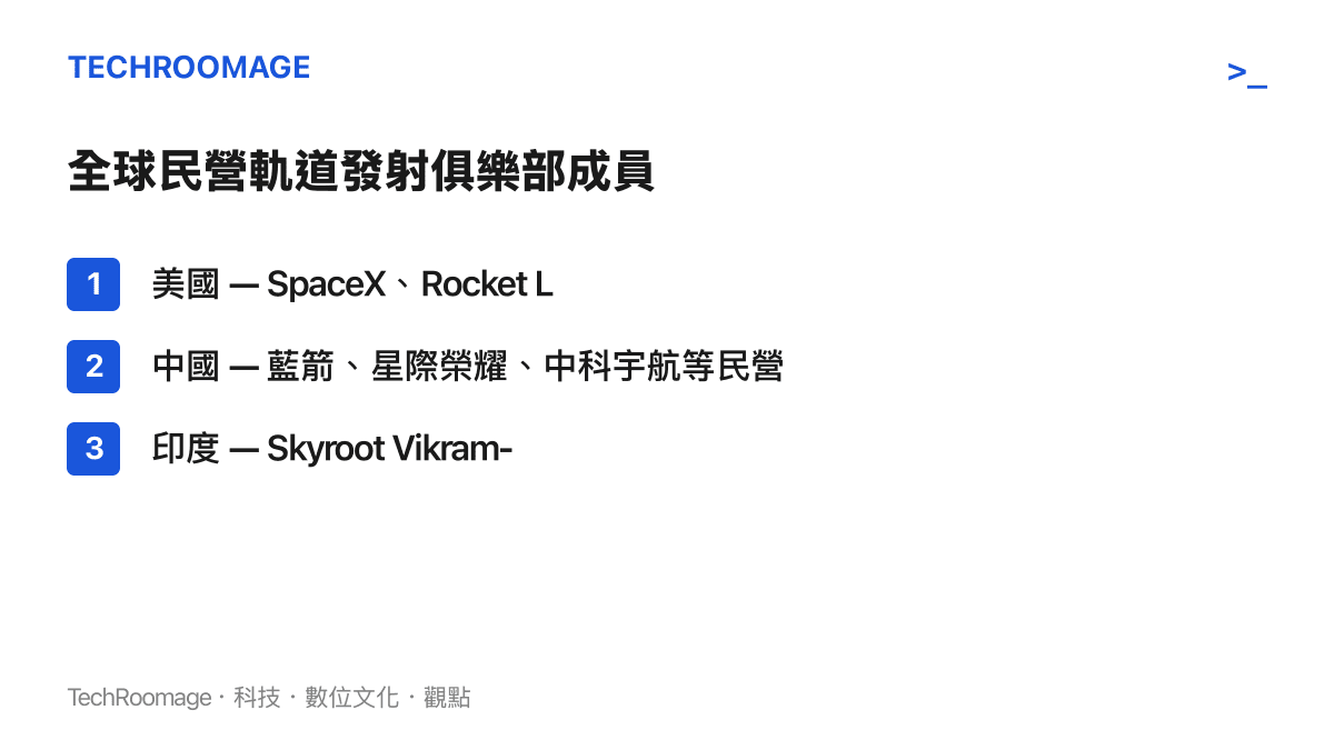 全球民營軌道發射能力國家列表，美國中國印度三強格局