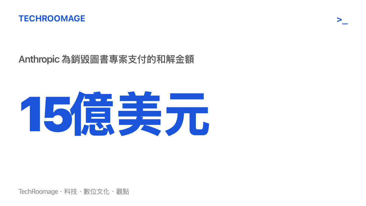 統計圖卡呈現 Anthropic 為巴拿馬計畫支付的十五億美元和解金額。