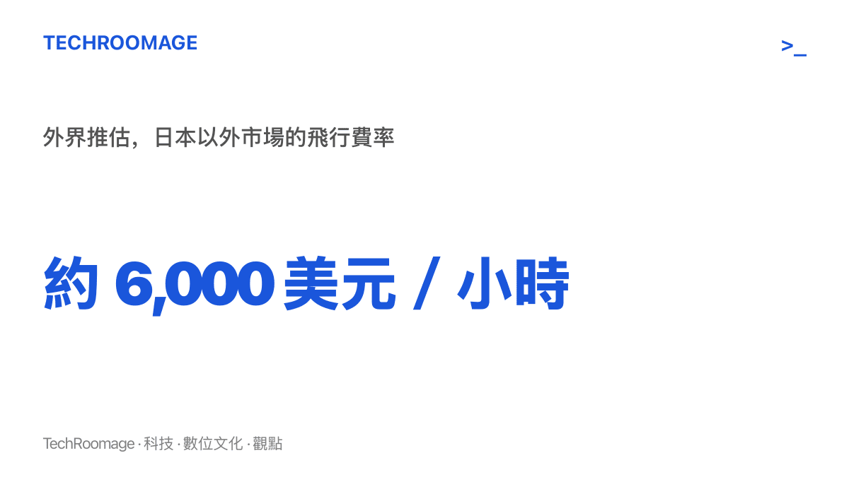 雷克薩斯飛行服務若推向日本以外市場，外界推估每小時飛行費用約六千美元