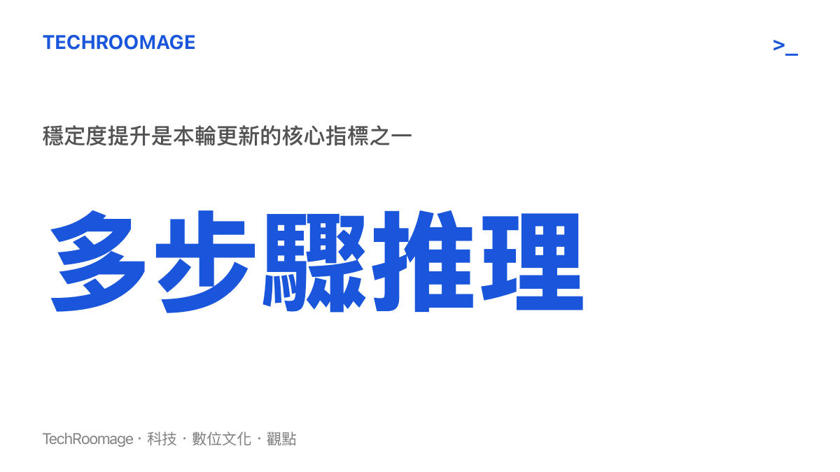 GPT-5.6 系列強調多步驟推理的穩定度提升，圖卡呈現核心指標方向