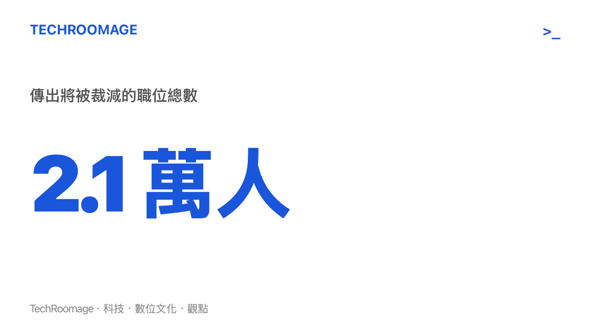 統計圖卡顯示甲骨文傳出將裁減高達 2.1 萬名員工的驚人數字