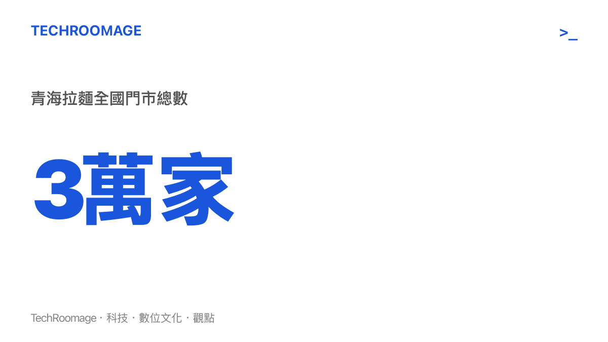 圖卡顯示青海拉麵在全國開設超過三萬家門市的龐大規模