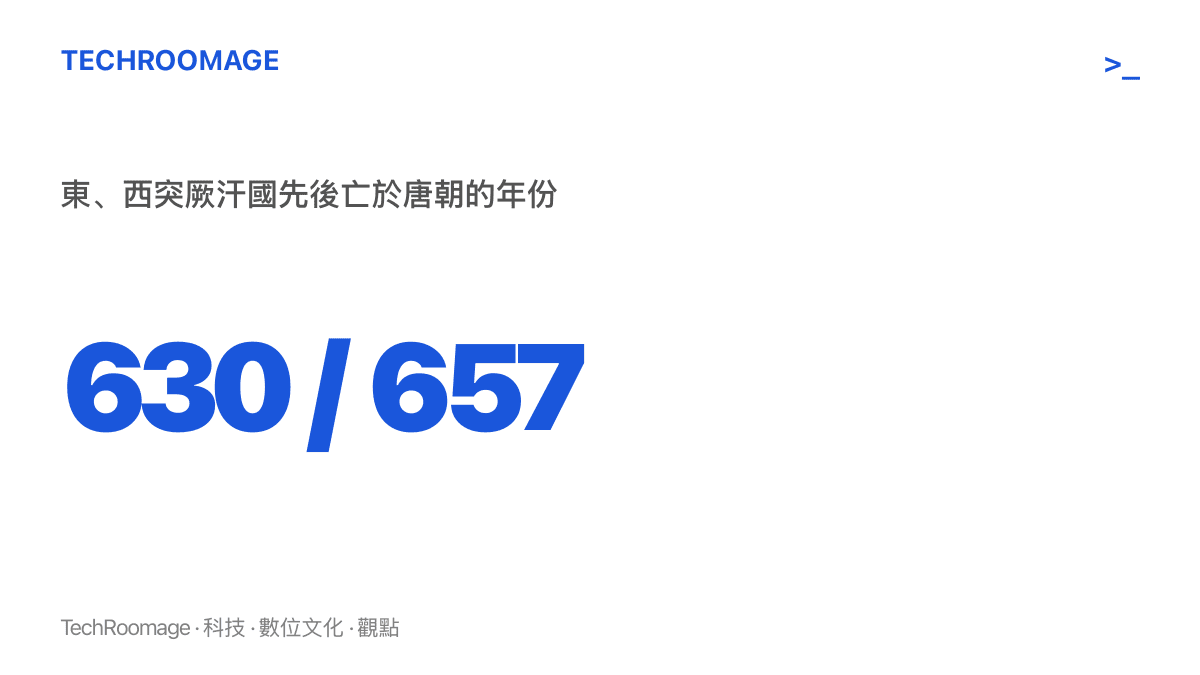 西元630年與657年兩個年份並列，分別是東突厥汗國與西突厥汗國被唐朝消滅的時間點