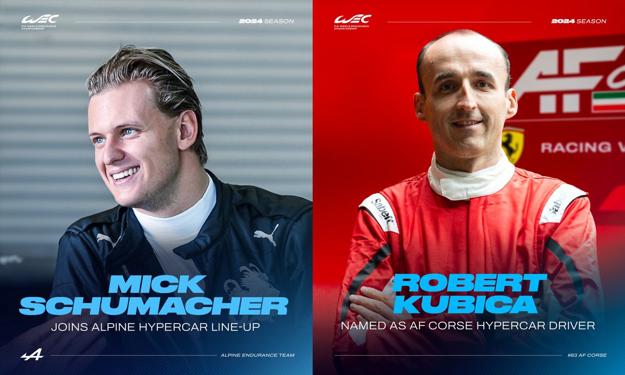左:Mick Schumacher加入Alpine車隊，右：Robert Kubica加入AF Corse車隊。 圖／WEC