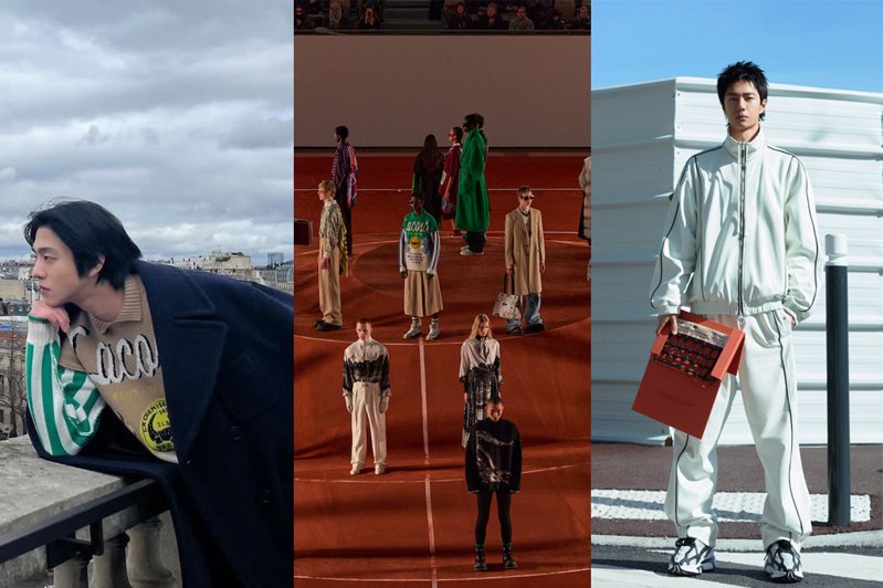 睽違三年，法國時尚品牌LACOSTE重返了巴黎時裝周行程，吸引了包括男神安孝燮、王一博等人來捧場。圖／摘自instagram、微博、LACOSTE提供