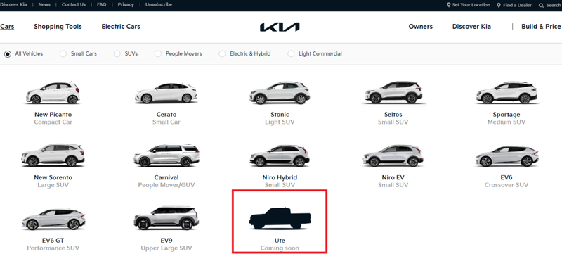 Kia全新皮卡Tasman已經出現在Kia Australia官網了。 圖／截自Kia Australia官網